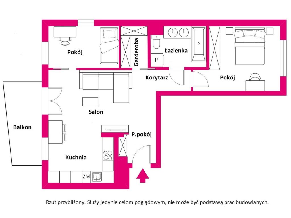 Apartament w ArtEco; 2 miejsca; duża komórka - rzut 1