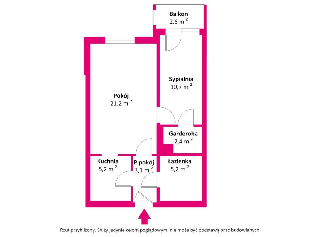 2-pokojowe mieszkanie na wynajem | 47,9 m² - rzut 1