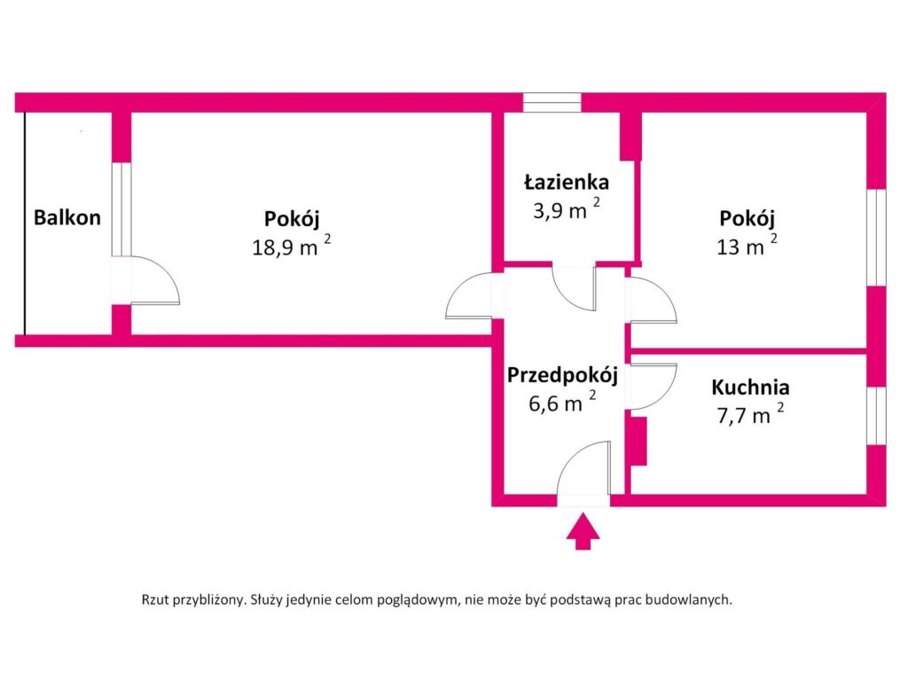 Ustawne M2 na Tarchominie z oddzielną kuchnią - rzut 1