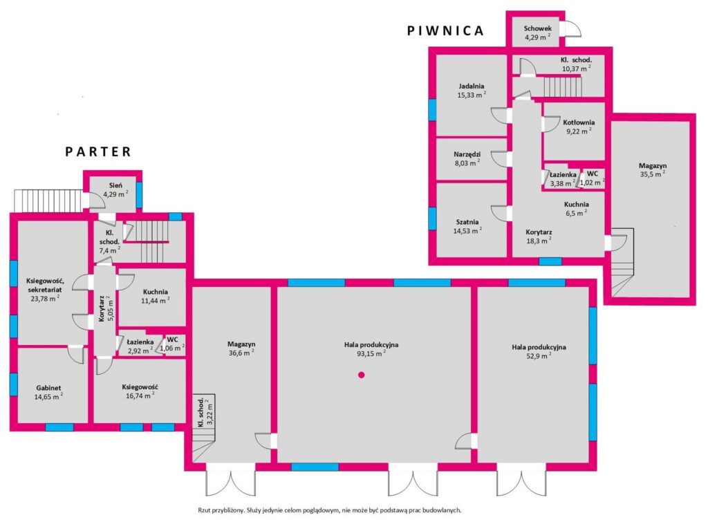Hala 200 m2 z biurem - Pruszcz Gdański - rzut 1