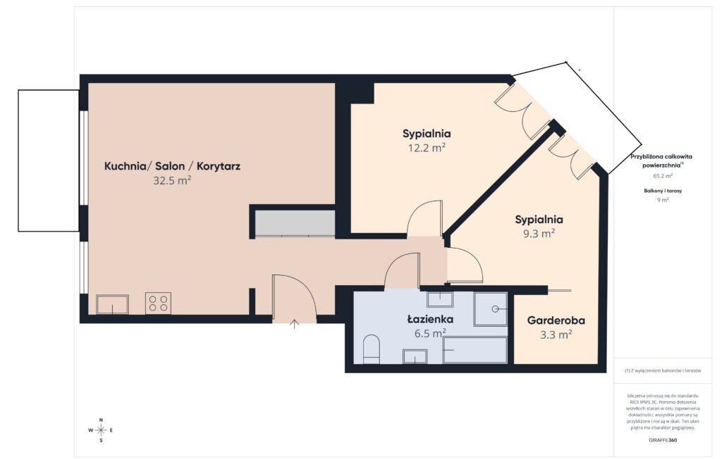 * dwa balkony * cegła * zamknięte osiedle * - rzut 1