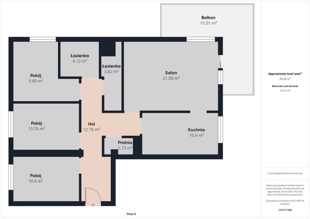 Chełm 4 pokoje 85 m² duży balkon 2 miejsca w hali - rzut 1