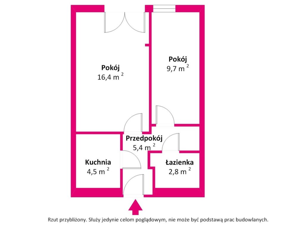 Dwupokojowe mieszkanie z widokiem na Ogród Saski - rzut 1