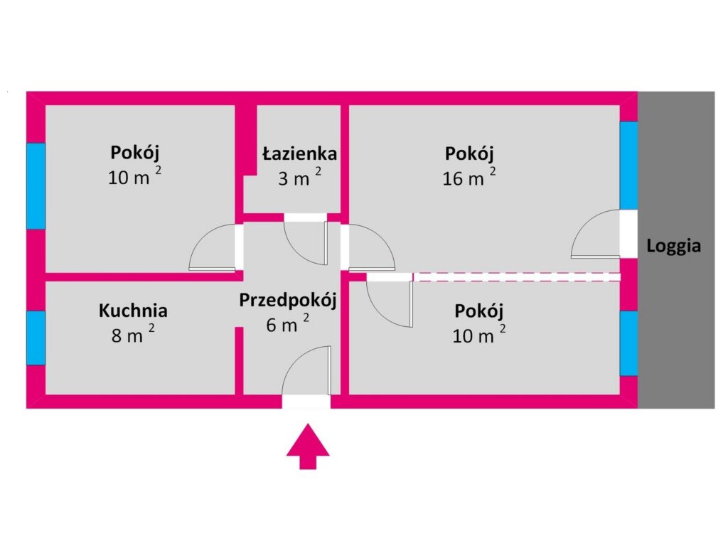 Mieszkanie 53 m2 Rzeszów Podwisłocze 4 - rzut 1