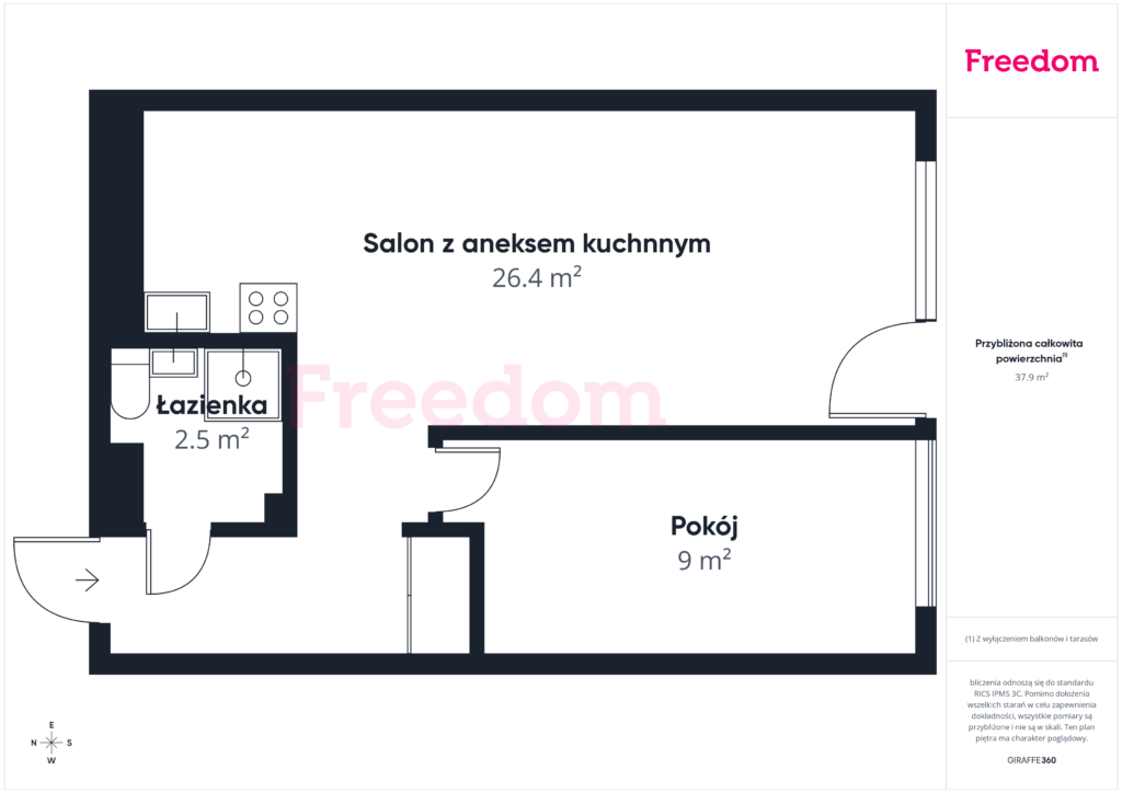 Mieszkanie 2 pokojowe z balkonem - rzut 1