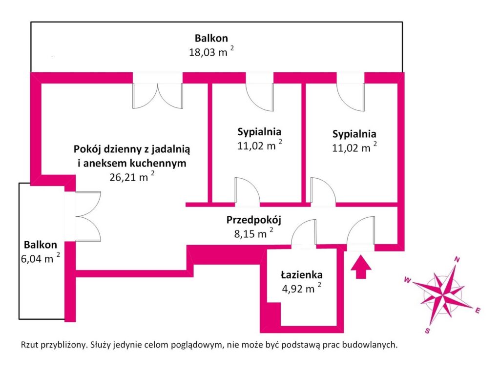 Marki: 3 pokoje w otoczeniu zieleni - 0% prowizji - rzut 1
