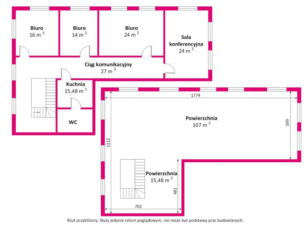 Lokal do wynajęcia 122 m2 - rzut 1