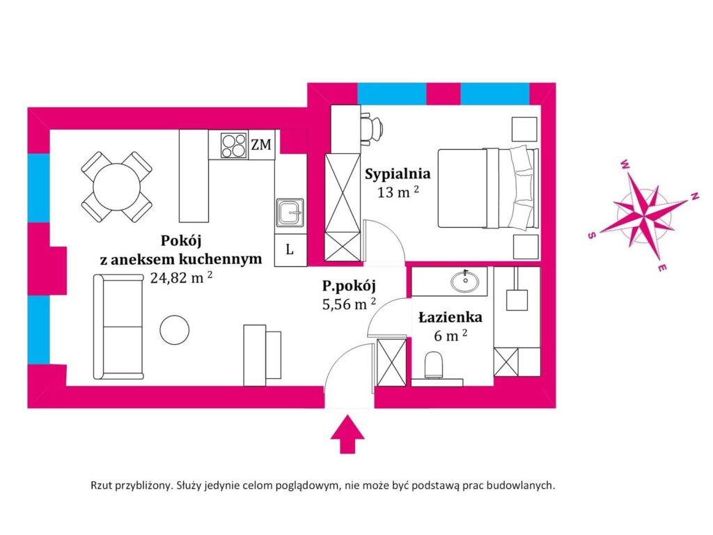 Apartament Grand Bulvar w sercu Torunia - rzut 1