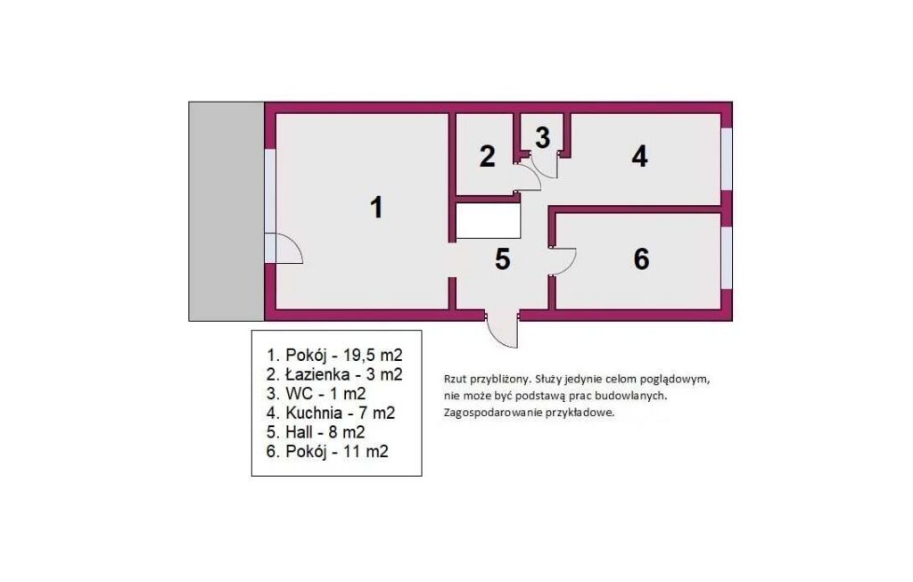 Na sprzedaż 2 pokojowe mieszkanie na Radogoszczu` - rzut 1