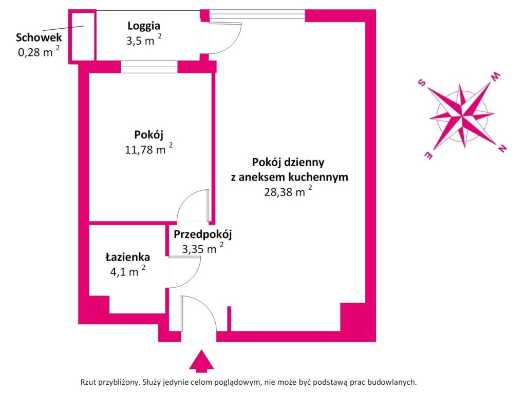Nowoczesne 2-pokojowe | 47,61 m² | Wilanów - rzut 1
