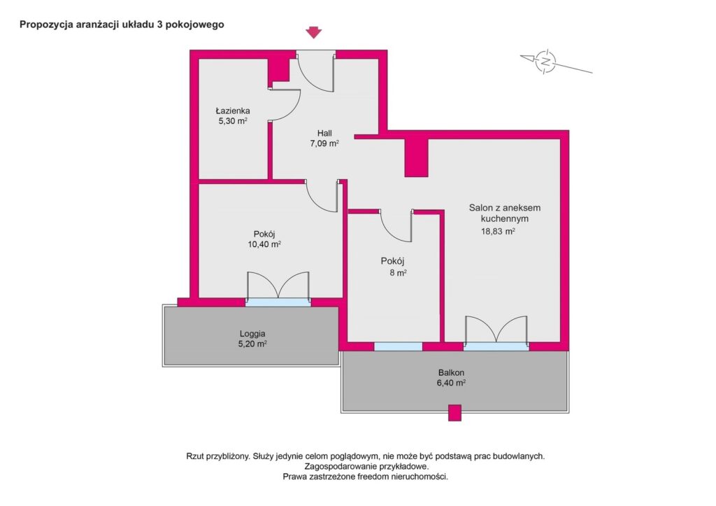 Metro | 2 pokoje z opcją 3 |Gotowe do wprowadzenia - rzut 2