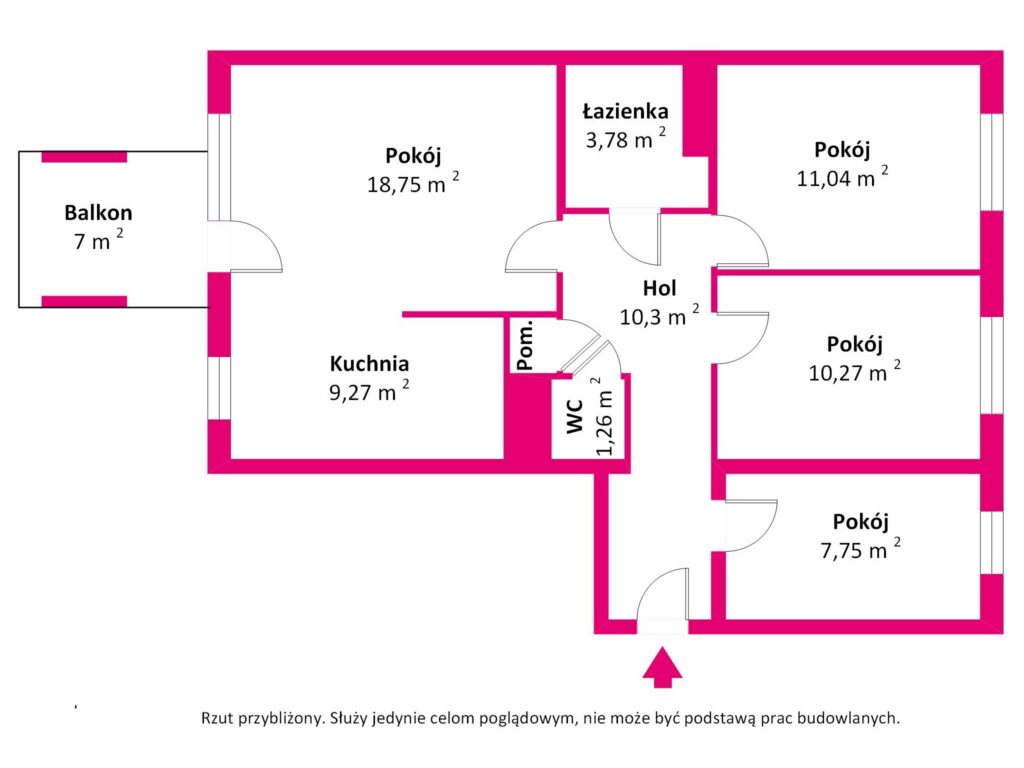 Słoneczne 4-pokojowe mieszkanie - rzut 1