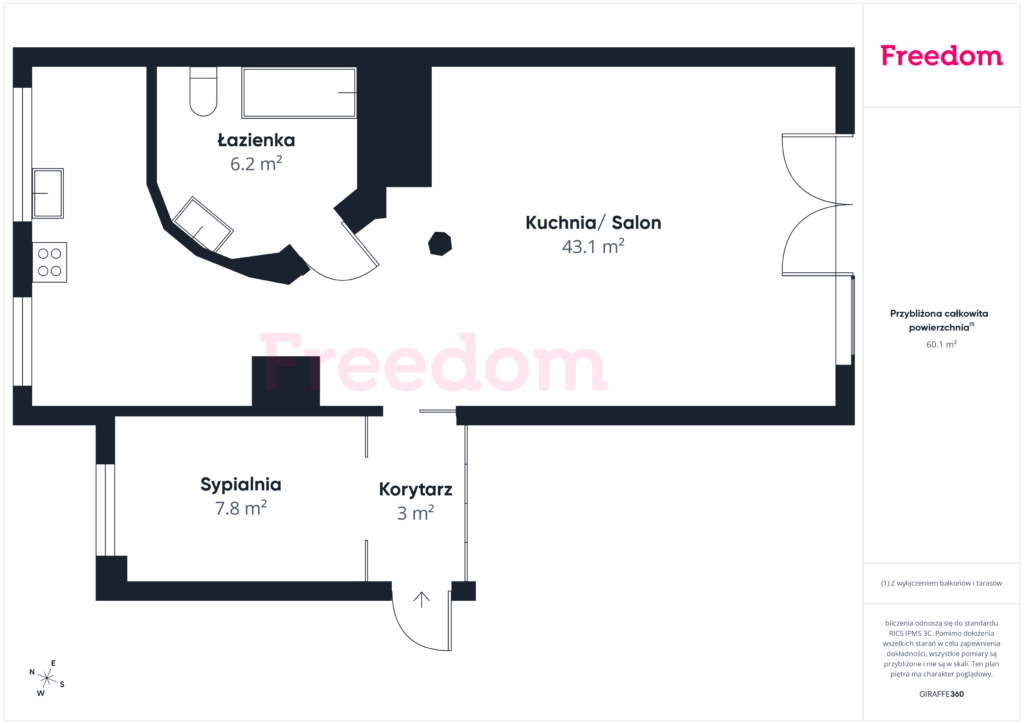 Komfortowe 60 m² z dużym balkonem. - zdjęcie 5