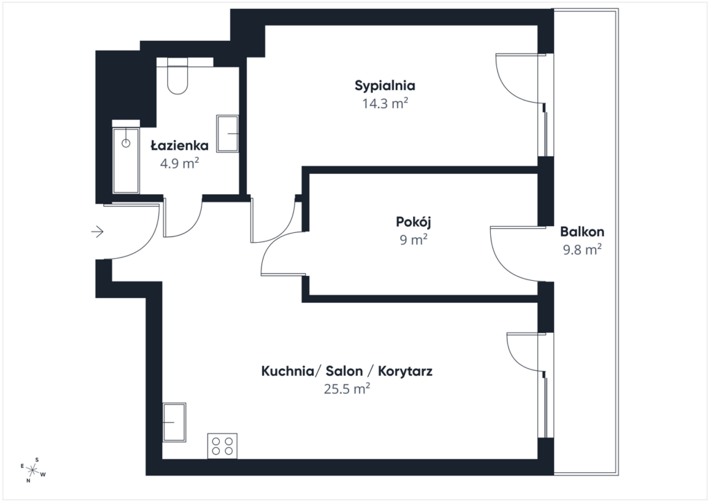 Apartament M3 gotowy do zamieszkania GLOBAL - rzut 1