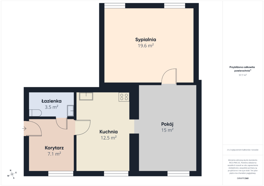 58 m² - 2 pokoje z możliwością przywrócenia 3 - zdjęcie 5