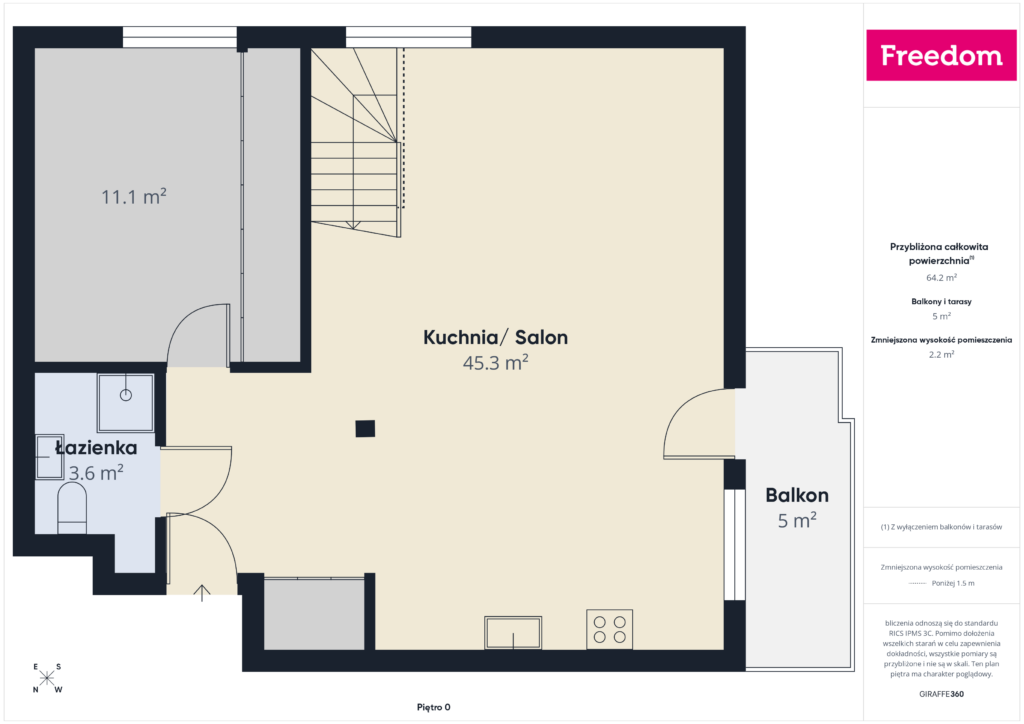 Atrakcyjne 4-pokojowe mieszkanie 94 m2 ul. Pogodna - rzut 1