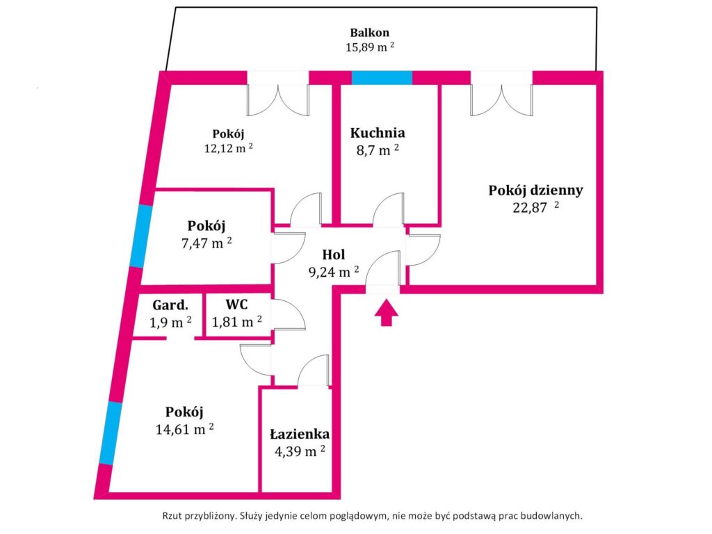 4-pokojowe mieszkanie w pobliżu starówki - rzut 1