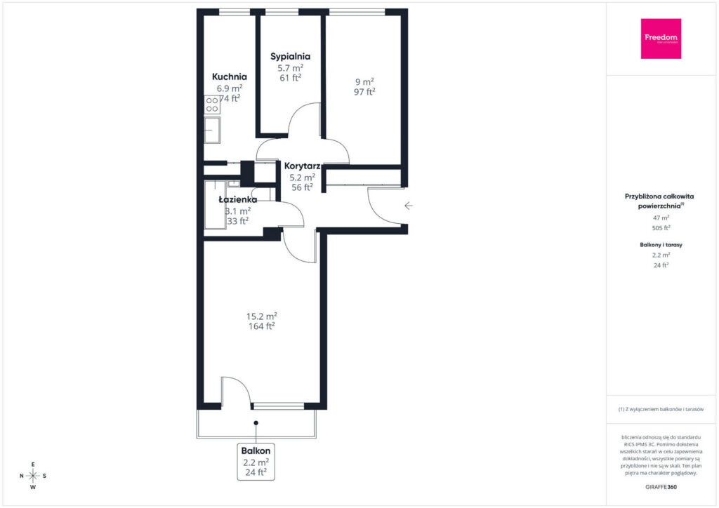 Świetne trzy pokojowe mieszkanie na parterze! - rzut 1