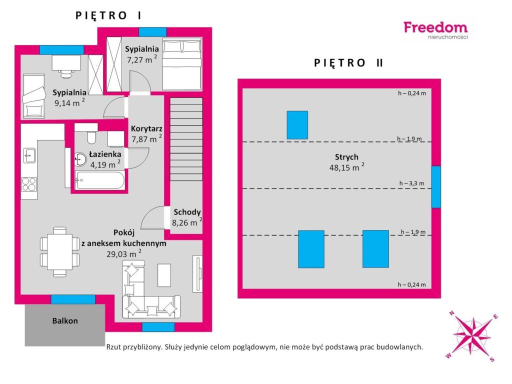 4 pokoje | balkon | 1 piętro | dobry standard - rzut 1