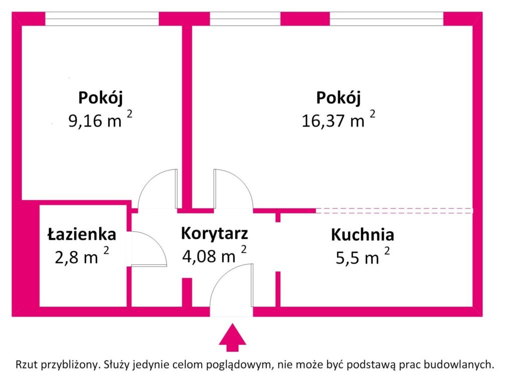 Mieszkanie | 2 pokoje | Rataje | widok na Wartę - rzut 1