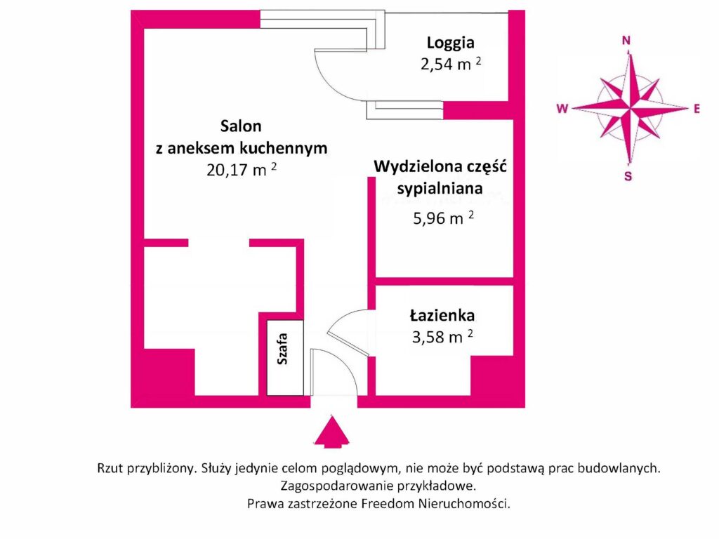 Nowoczesne studio niedaleko metra, górny Mokotów - rzut 1