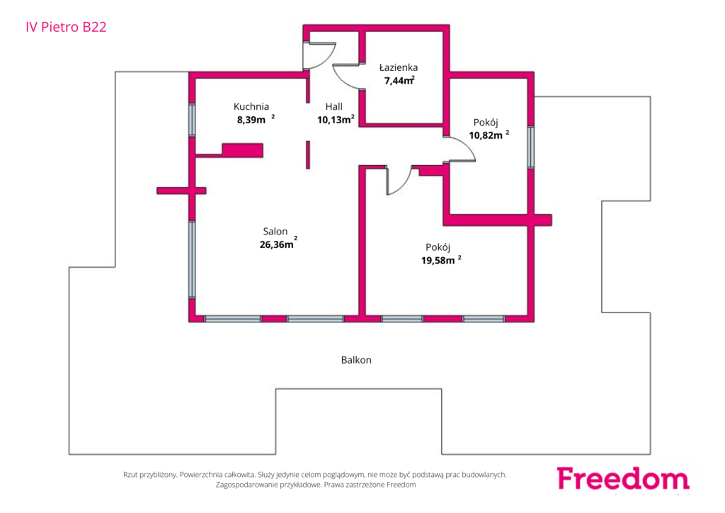 Apartament na ostatnim piętrze z dużym tarasem - rzut 1