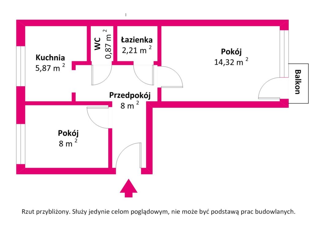2 pokoje z balkonem | 1 piętro | Koło Sienkiewicza - rzut 1