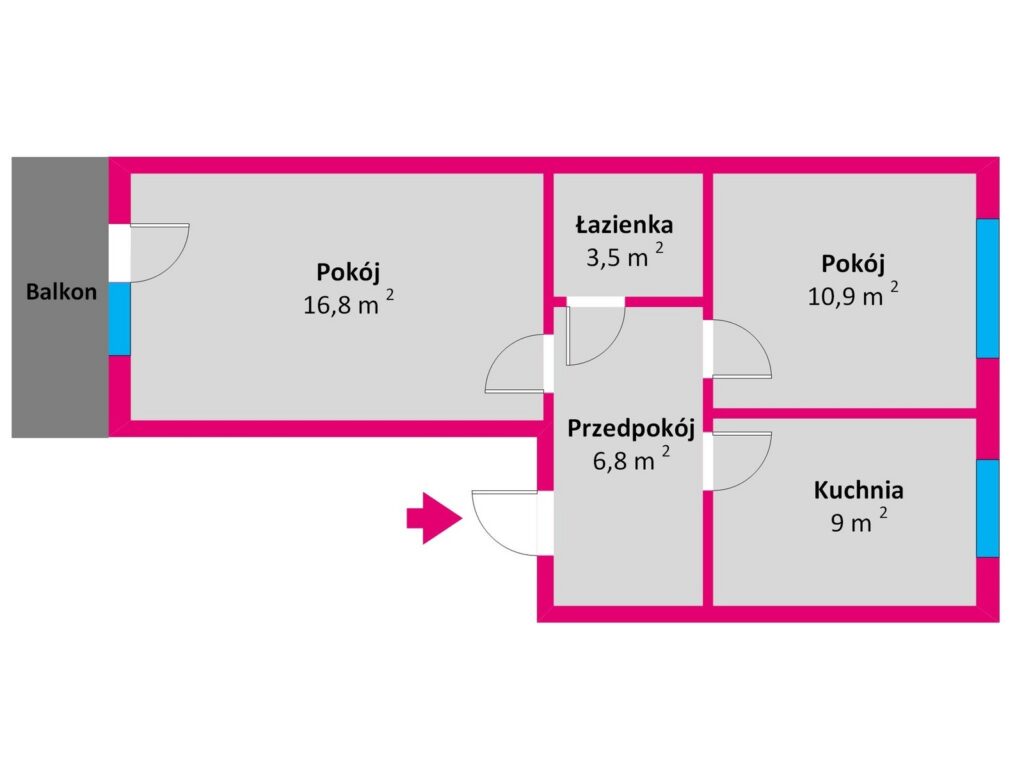2 pokoje Nowe Miasto, Rzeszów - rzut 1