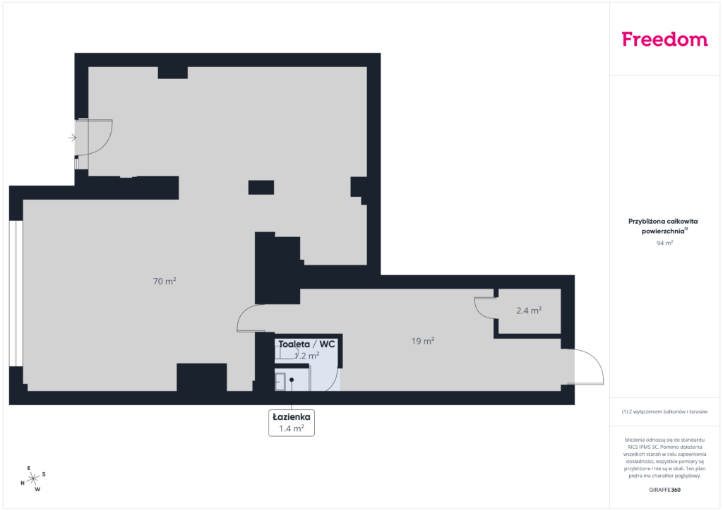 Lokal 95m²|Centrum| Witryna + 2 wejścia + parking - rzut 1