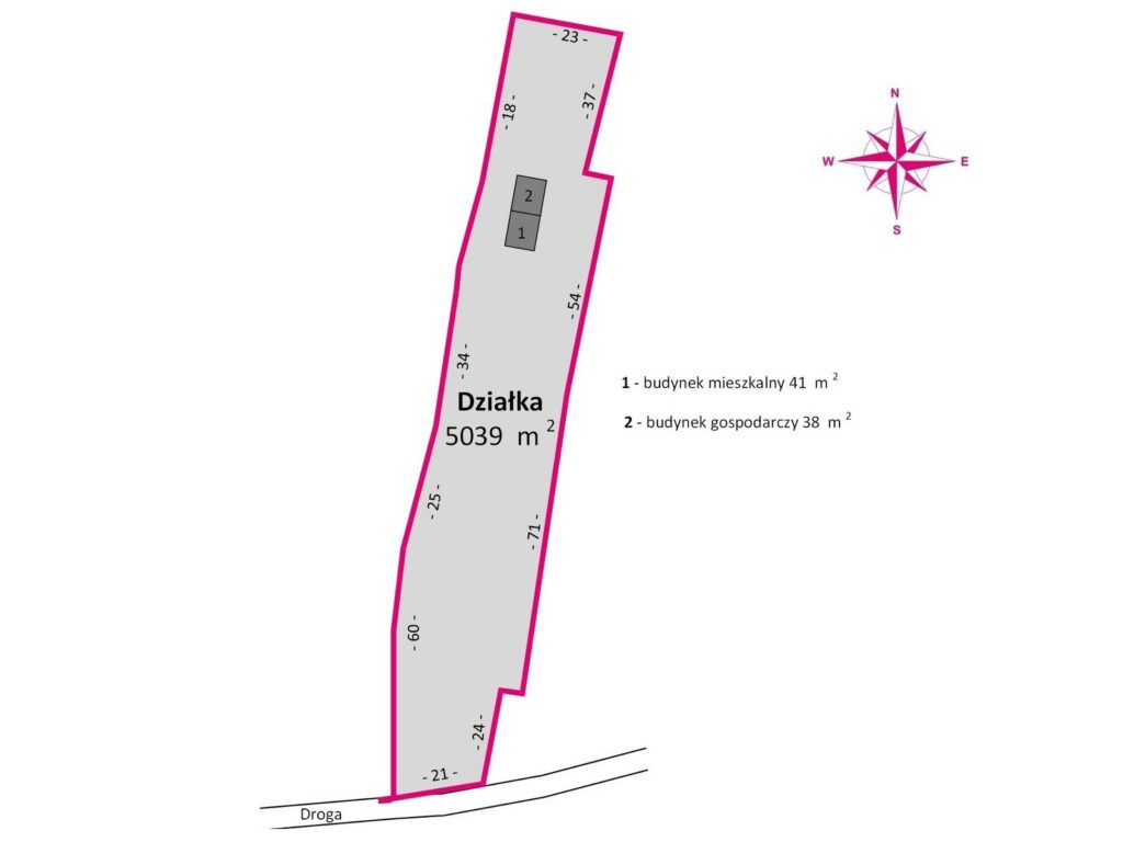 Działka inwestycyjna 5093 m² Łęki Dukielskie - rzut 1