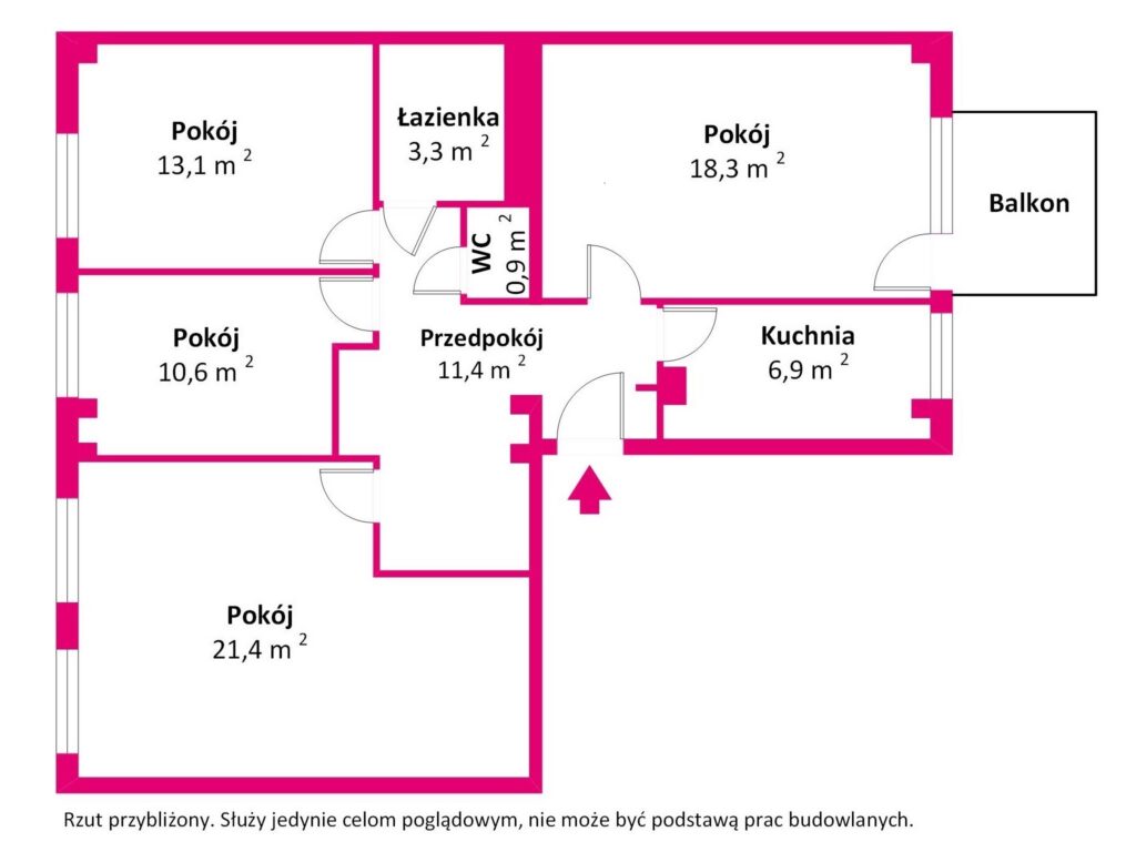 89m² | 4 pokoje | Dzika 6 | parter | Śródmieście - rzut 1
