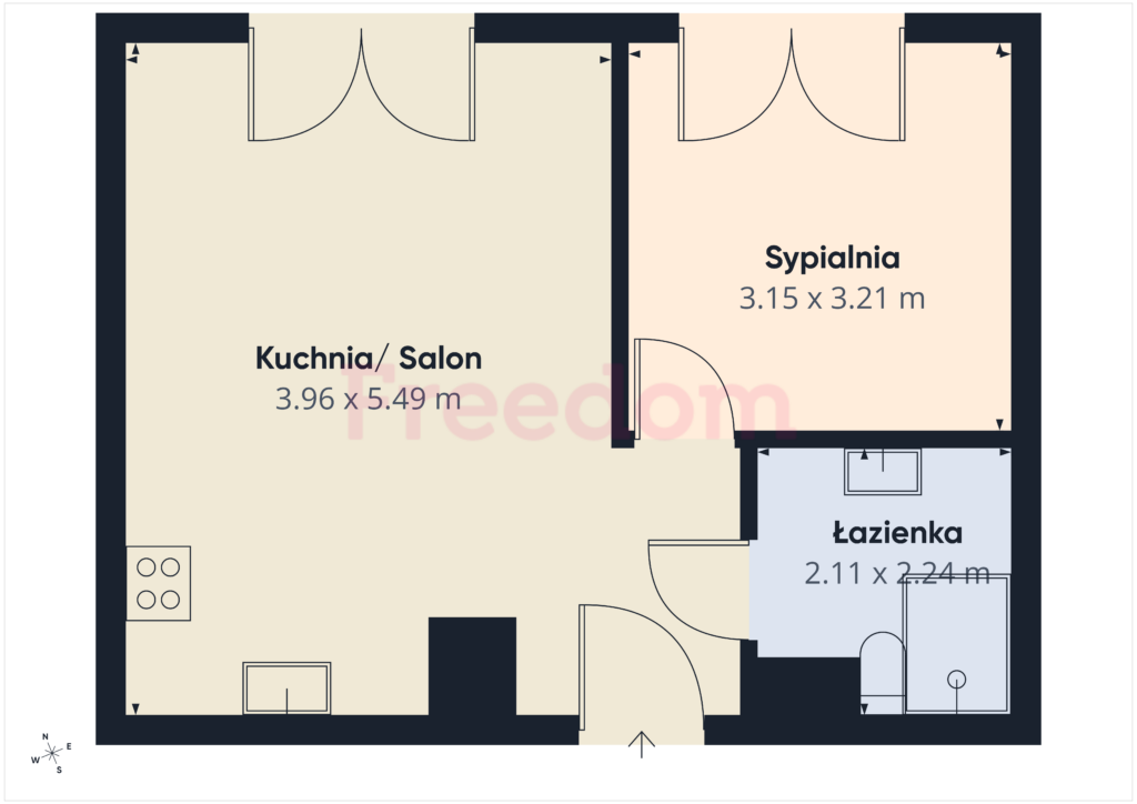Nowoczesne 2 pokoje 38m2 Białołęka + garaż - rzut 1