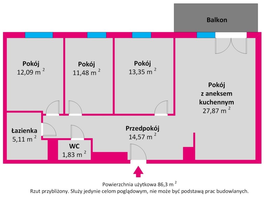 4-pokojowe mieszkanie z windą I2miejsca Gdańsk - rzut 1
