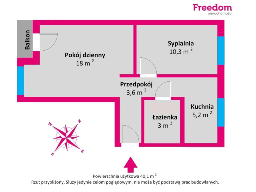 2 pokoje | 1 piętro | 500 m do plaży - rzut 1