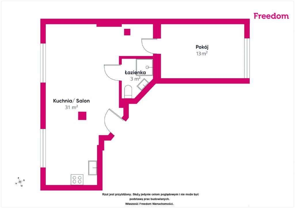 Bezczynszowe mieszkanie w centrum - rzut 1
