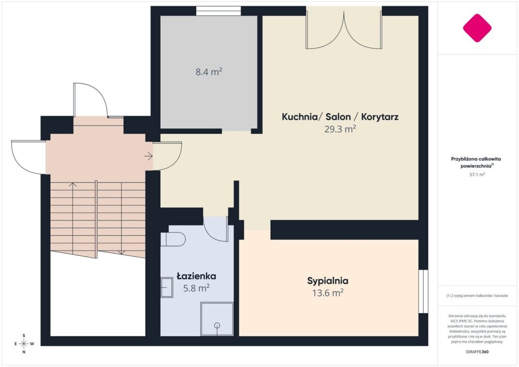 Nowe 3 pokoje, parter, 58 m², Krańcowa - rzut 1
