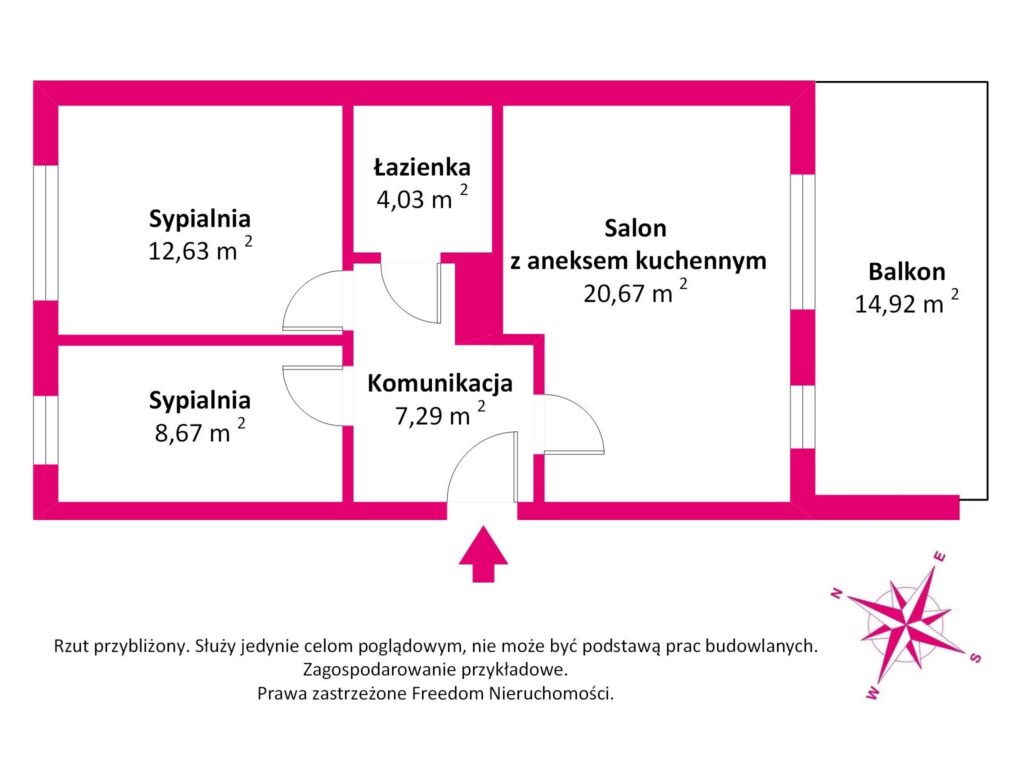 Mieszkanie 3 pokojowe Warszawa Ursus - rzut 1