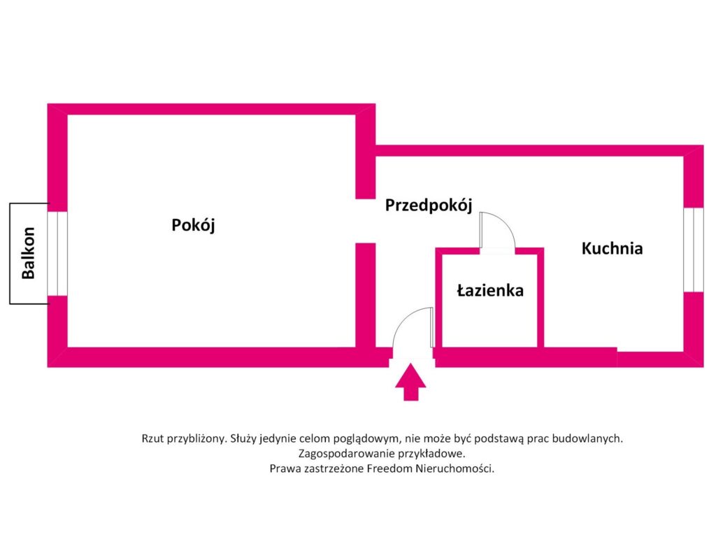 2-stronna kawalerka przy Koźmińskim | Metro - rzut 1