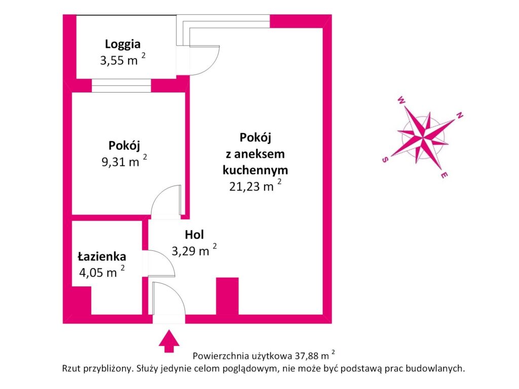 Dwupokojowe mieszkanie I 38 m2 I garaż I Bielany - rzut 1