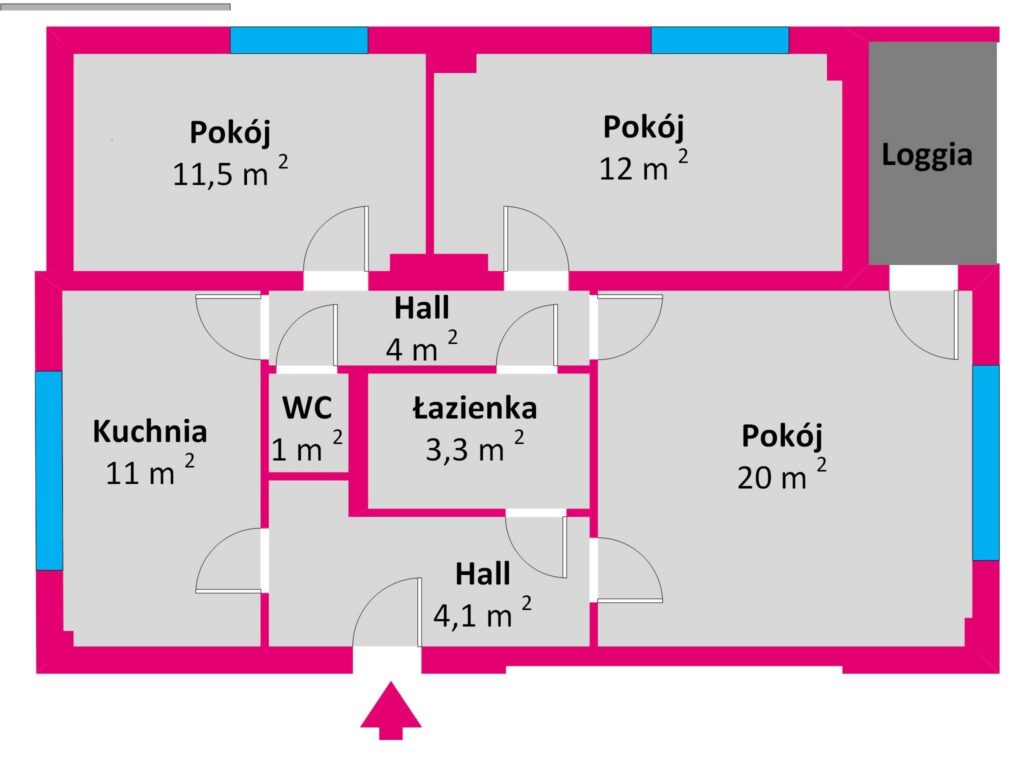 Mieszkanie Rzeszów Wincentego Pola 7 - rzut 1