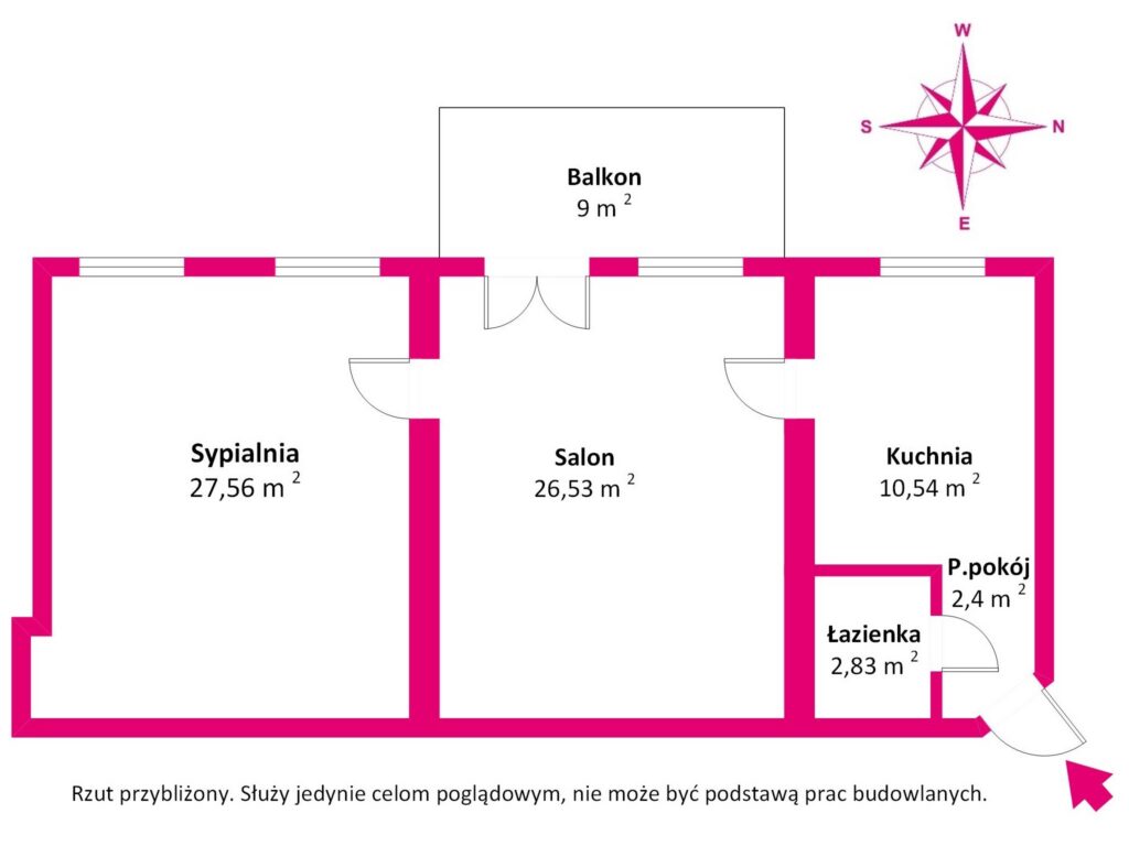 Płochocin: Mieszkanie 70m2, 2 pokoje, blisko PKP - rzut 1
