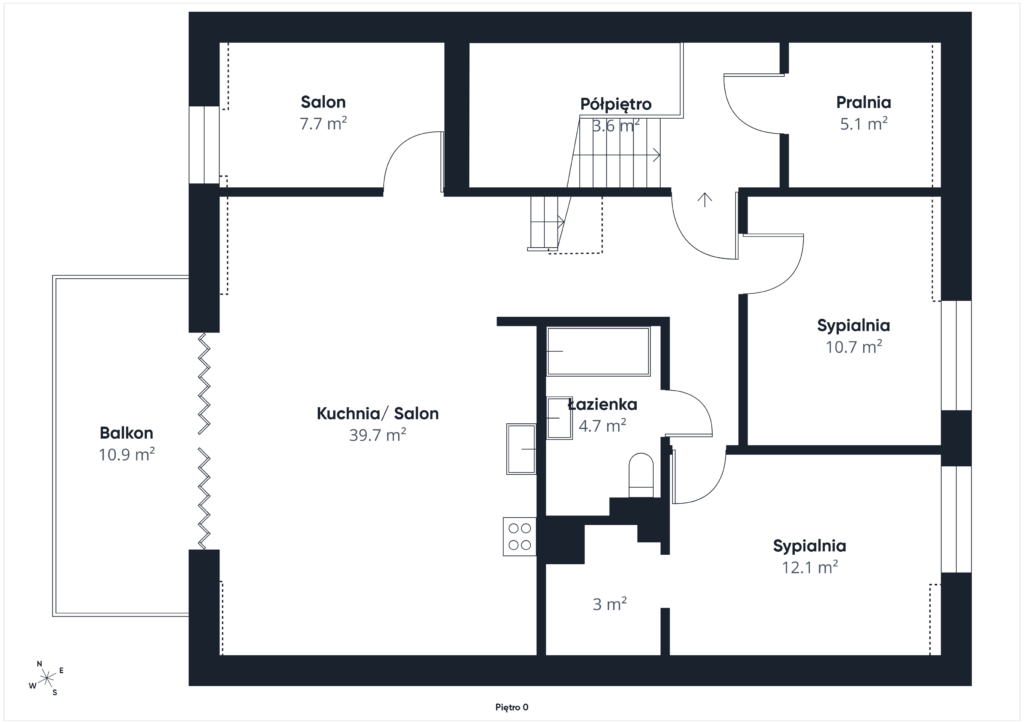 Apartament premium z poddaszem użytkowym | Horizon - rzut 1