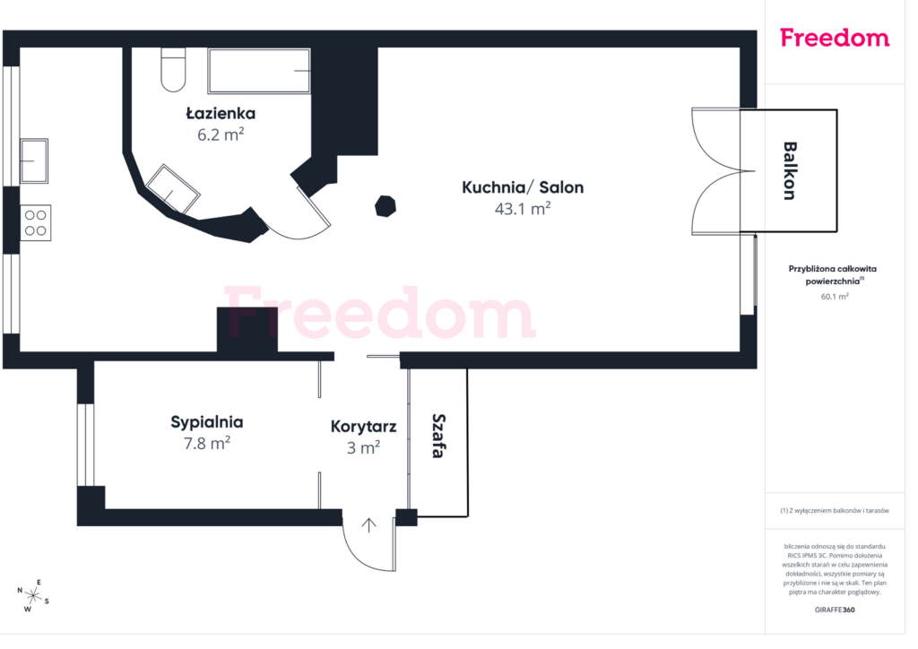 Komfortowe 60 m² z dużym balkonem. - zdjęcie 6