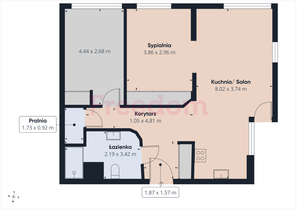 Apartament 73m Giełdowa blisko Centrum - rzut 1