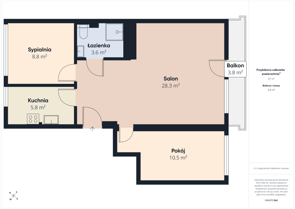 3 pokoje w centrum Koszalina - SWPdL - rzut 1