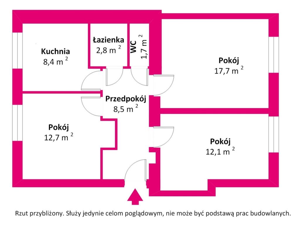 3 pokojowe mieszkanie w doskonałej lokalizacji - rzut 1