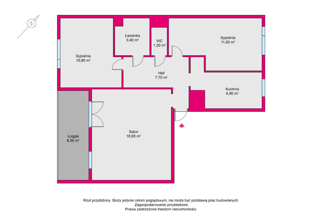 3 pokoje | 59.93 m² | Kobyłka | zielona okolica - rzut 1