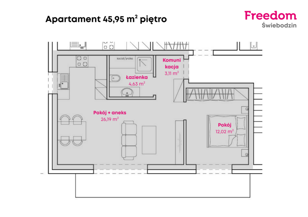 Nowy apartament 46 m² | Oferta Specjalna | 339k - rzut 1