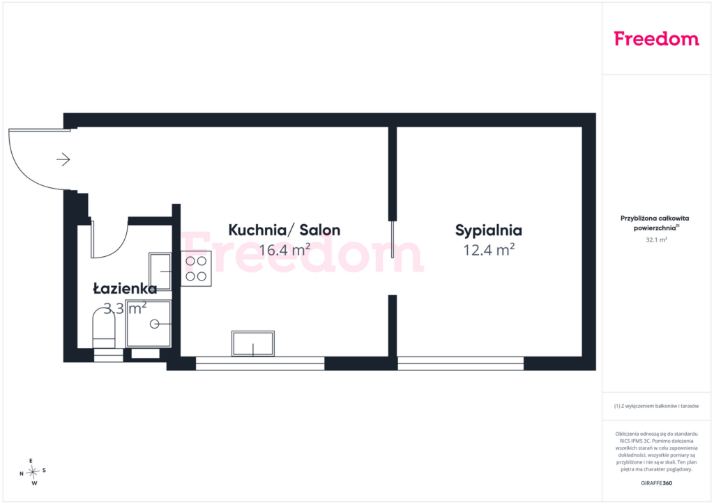 Kameralny apartament w Sopocie. - rzut 1