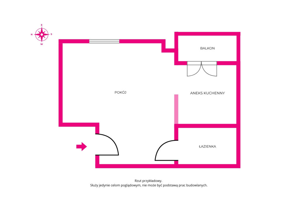 1 pokojowe | Huby | balkon | komórka - rzut 1